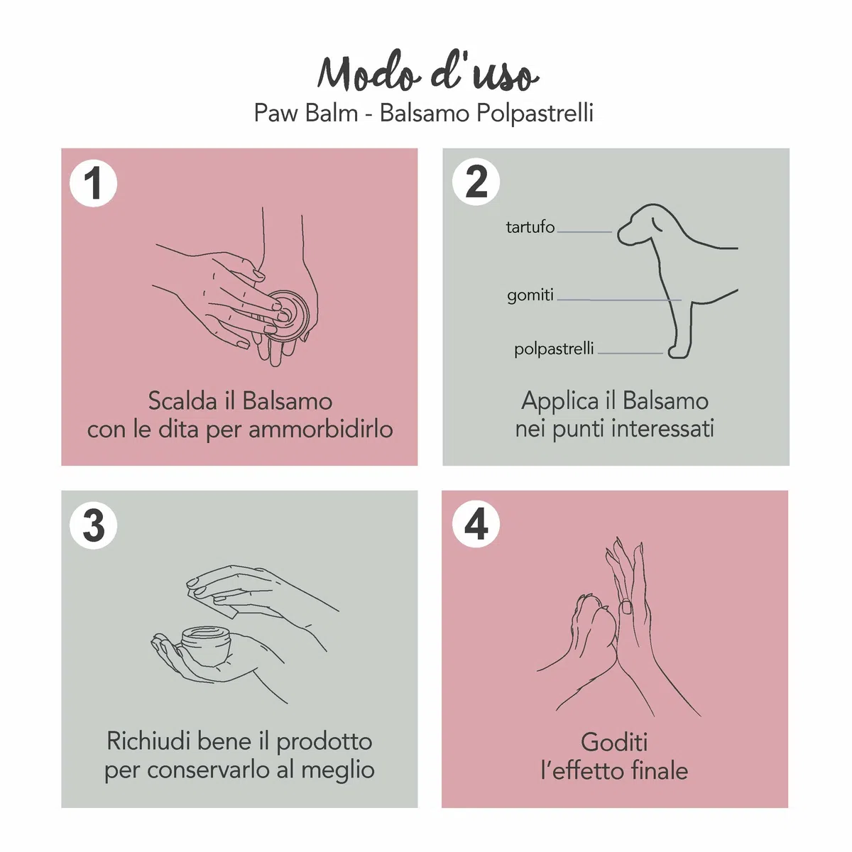 YUUP! - Paw Balm balsamo protettivo 100% naturale per naso, polpastrelli, zampe e gomiti di cani e gatti con burro di Karitè e di Mango, olio di Jojoba, Mandarla, Tea Tree e Calendula, 40 gr