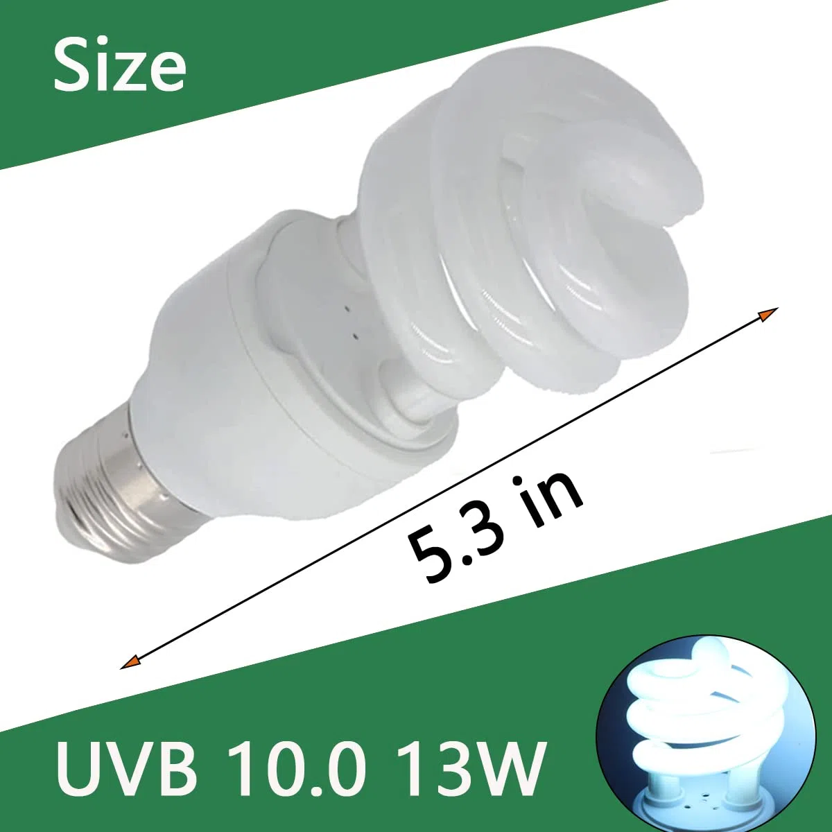 UVB Reptile Light 10.0, Lampadine Tartaruga Lampada da Terrario Compatta a Risparmio Energetico per Rettili del Deserto Serpente/Lucertola/Insetto/Tubo a Spirale Leopardo (UVB10.0 13W)