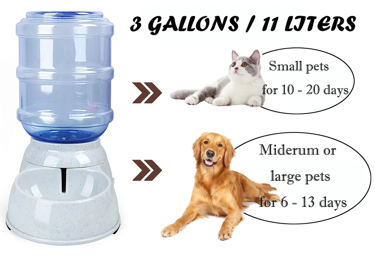 Distributore automatico di acqua per animali domestici, 11 l, grande stazione di erogazione dell'acqua per cani, fontana autoerogante per piccoli cuccioli e gatti e cani
