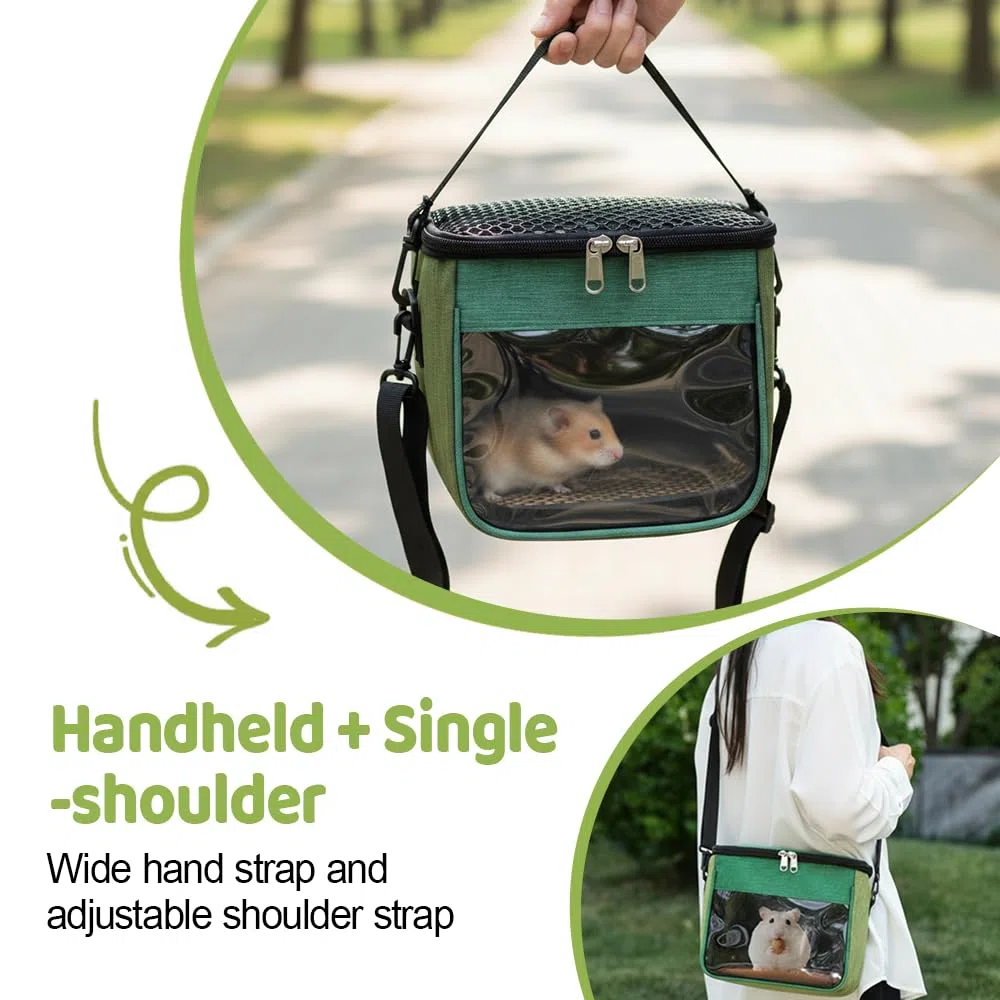Borsa per il Trasporto di Piccoli Animali, Borsa da Viaggio Animali con Tracolla e Tappetino Rimovibile, Marsupio Portatile per Criceti, Petauri dello Zucchero e Scoiattoli Volanti