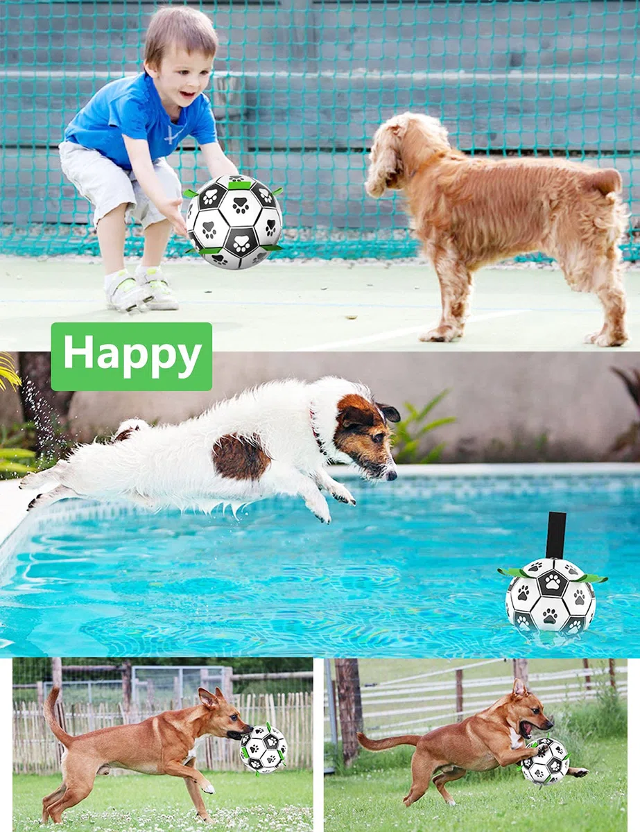 Giocattolo Palla per Cane, Palla di Calcio Del Cane del con le Linguette di Presa, 15 cm Dog Pallone da Calcio Galleggiante, Giocattolo interattivo per Cani di Piccola e Media Taglia