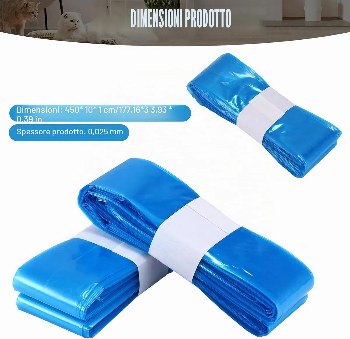 Sacchetti di ricarica per lettiera per gatti, confezione da 10 ricariche per lettiera per gatti compatibili con la ricarica della lettiera Genie (cartuccia non inclusa) (blu, 4,5 m)