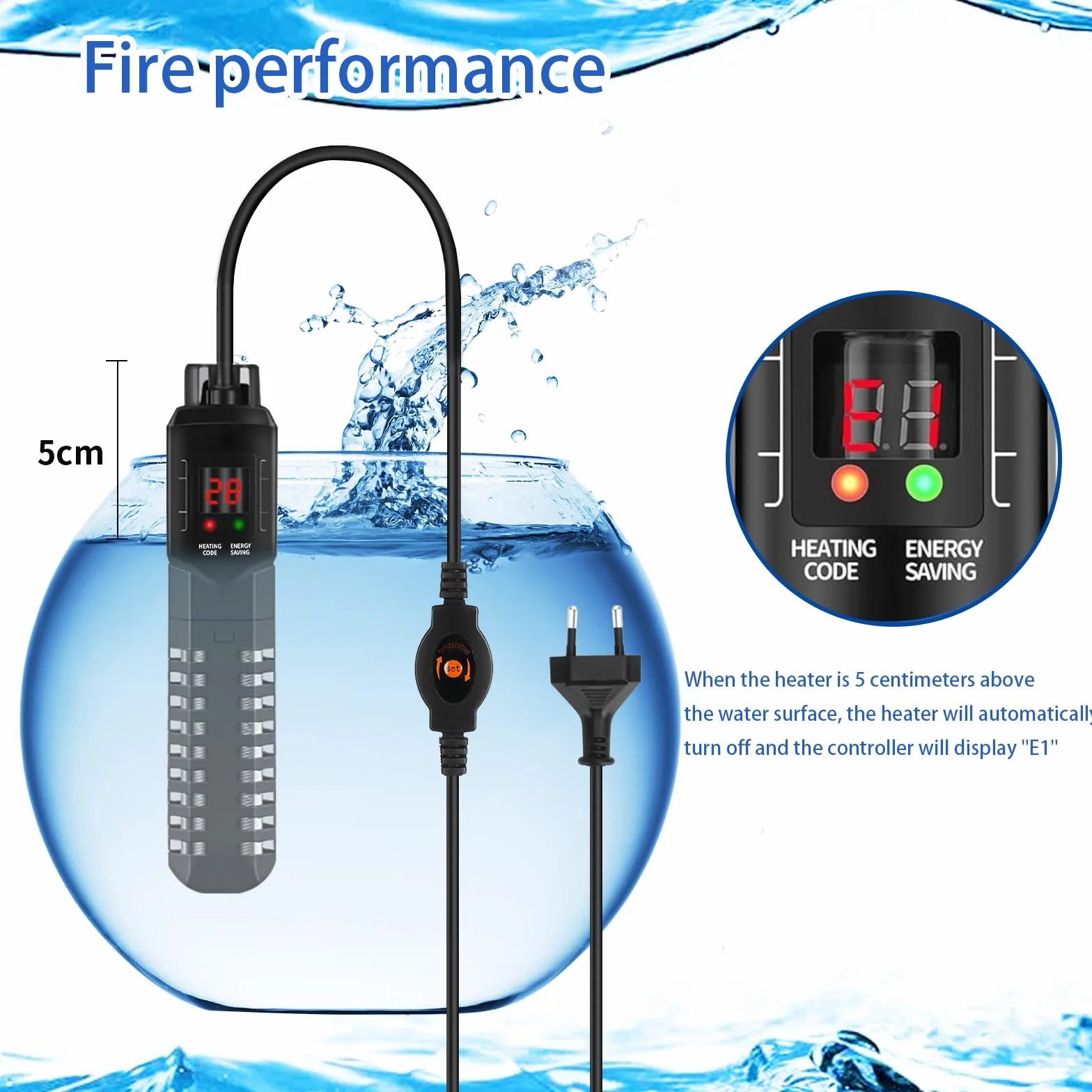 HUIZHOU Riscaldatore per Acquari (15-34 °C), Riscaldatore Regolabile per Acquari 100-300 W, Riscaldatore Termostatico Ad Alta Potenza per Acquari e Vasche per Pesci (200W)
