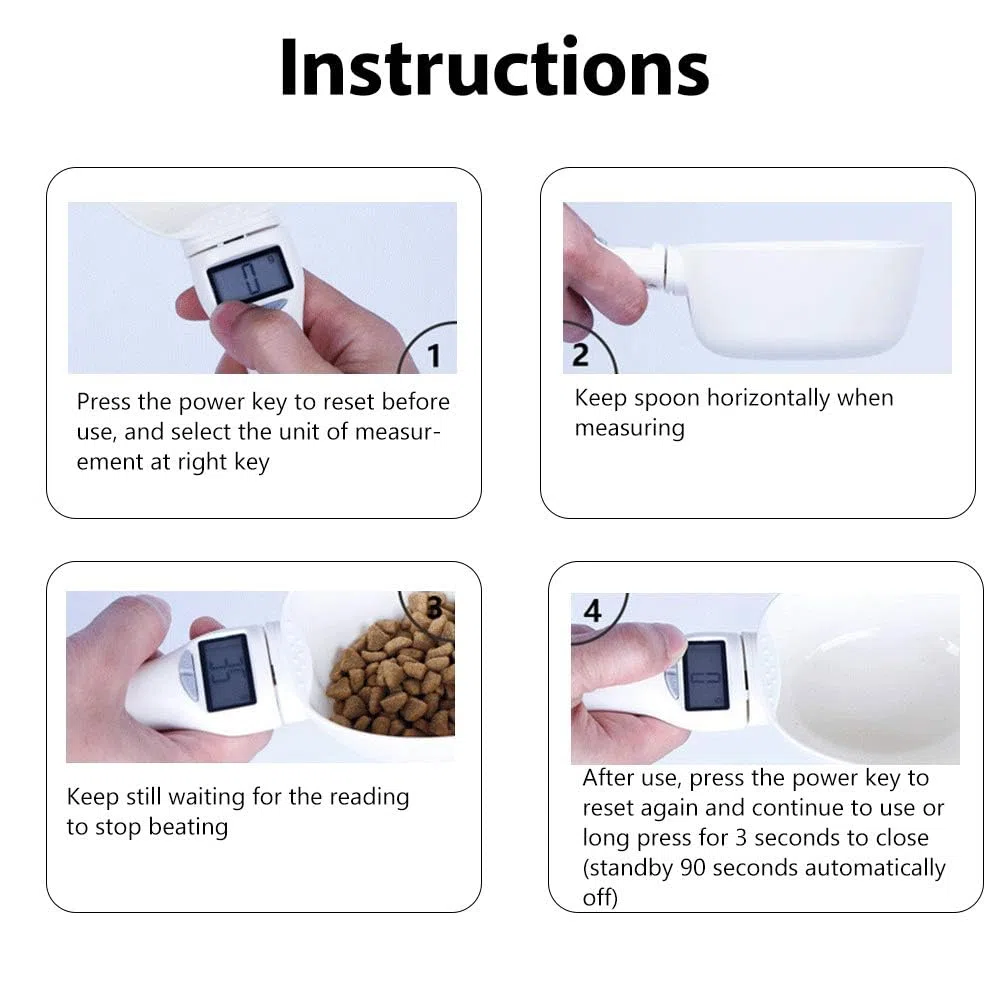 Tyenaza Misurino per Cibo Cani, Cucchiaio Dosatore Elettronico per Alimenti per Animali Domestici con Display LCD, Bilancia Digitale per Cucchiai da Cucin