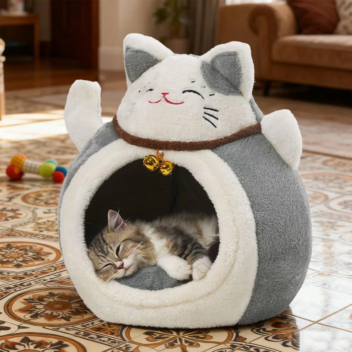 Cuccia per Gatti Invernale per Ambienti Interni, Cuccia Semi-Chiusa Per Cuccioli, a Forma di Cupola per Gatti, Per Inverno Casa Appartamento Sonno Notturno Pisolini Diurni Periodo di Recupero
