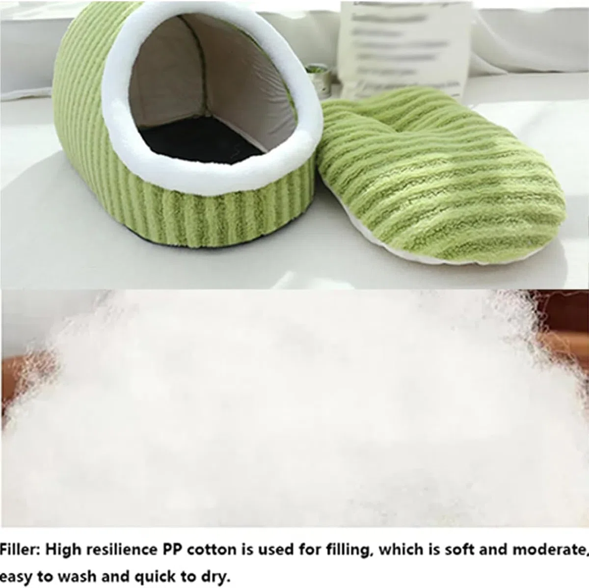 Zentrics Cozy Hideaway Pet Bed, Zentrics Dog Bed, Small Cat Beds for Indoor Cats, Cozy Pet Hideaway Bed for Dogs, Thick Fleece Warm Slipper Pet Bed, for Small Medium Pets (L,Green)