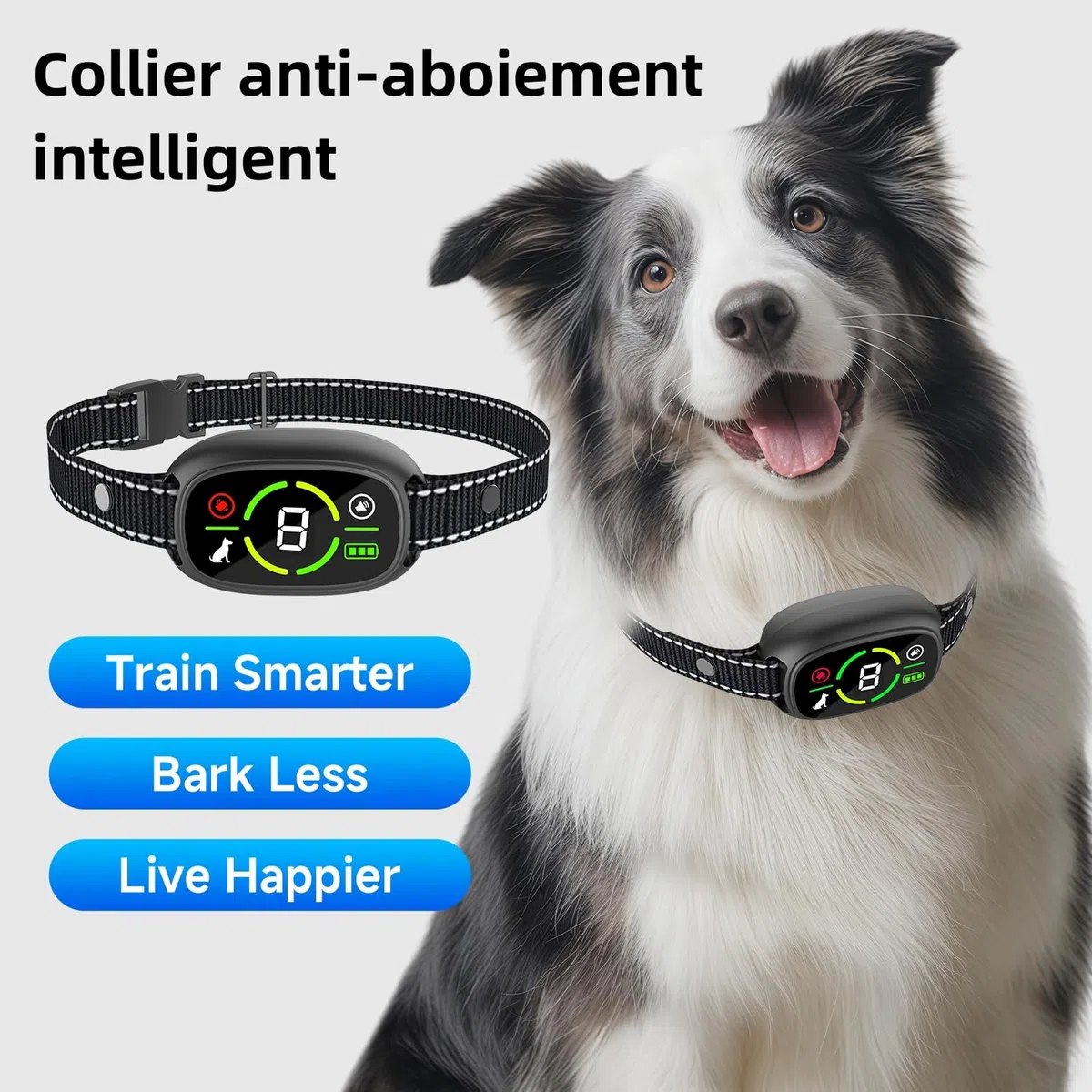 Antiabbaio per Cani, Regolabile Frequenza Anti Aboiement pour Chien per Cani Grandi Media Piccola, Cani Ultrasuoni Dispositivi Antiabbaio, Ultrasuoni Antiabbaio Luce LED