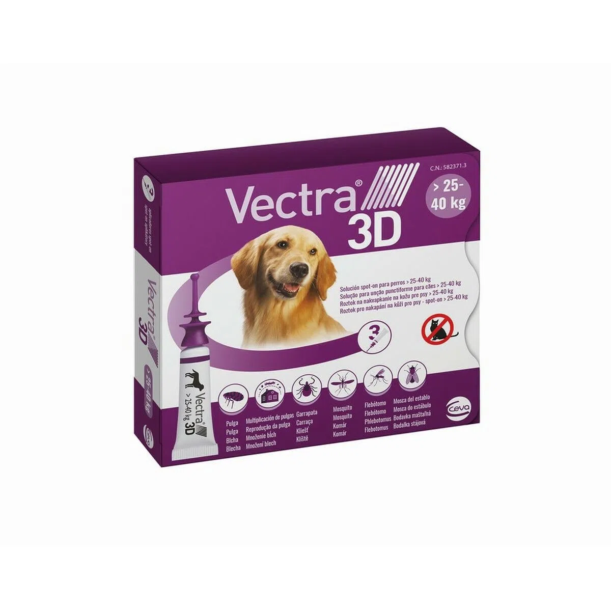 Ceva - Vectra 3D grossi Cani 25-40 kg, 3 Pipette - 1500 g
