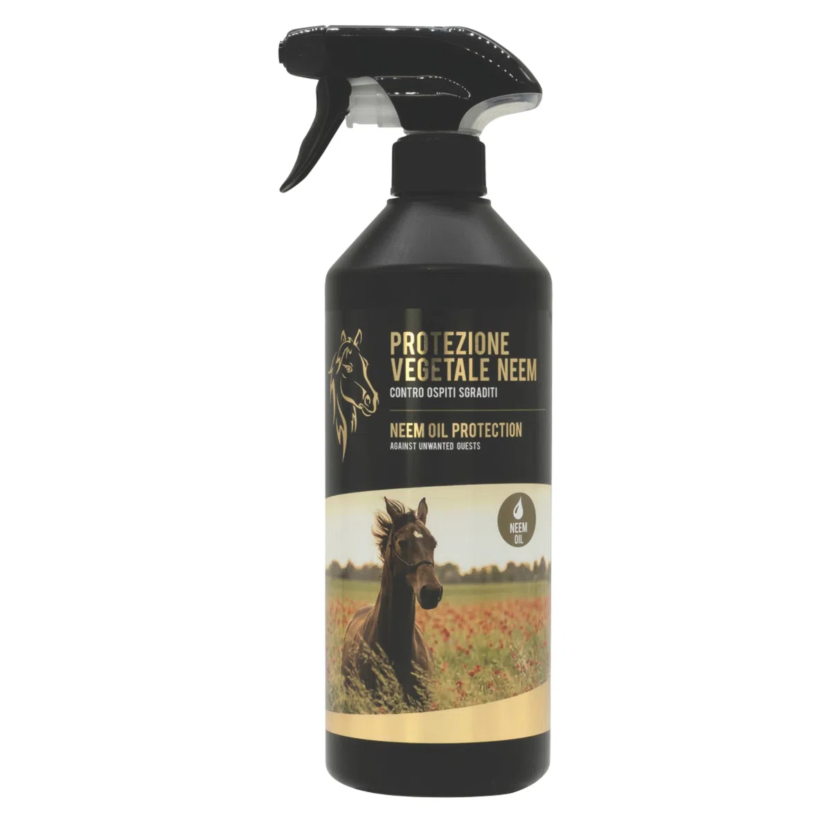 Olio di Neem per Cavalli 750 ml - Repellente Insetti Spray Protezione Vegetale Contro Mosche, Zecche, Zanzare e Tafani Neem Oil Naturale Senza Risciacquo, Uso Frequente