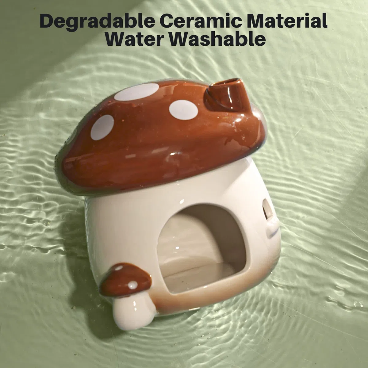 BUCATSTATE Hamster Hideout Ceramica Fungo Criceto Casa e Habitat Cool Bed Ideale per tutte le stagioni Criceto Nano Gerbils Golden Bear (Marrone-Grande)