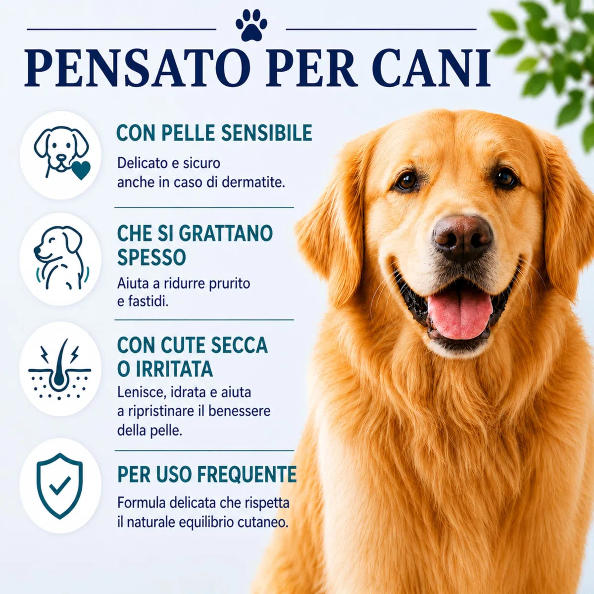 Kaiorè Shampoo Antiprurito per Cani, Adatto per dermatite, Sollievo Cute Sensibile e Irritata, con Olio di Neem, Tea Tree Oil e Pentavitin®, 250 ml