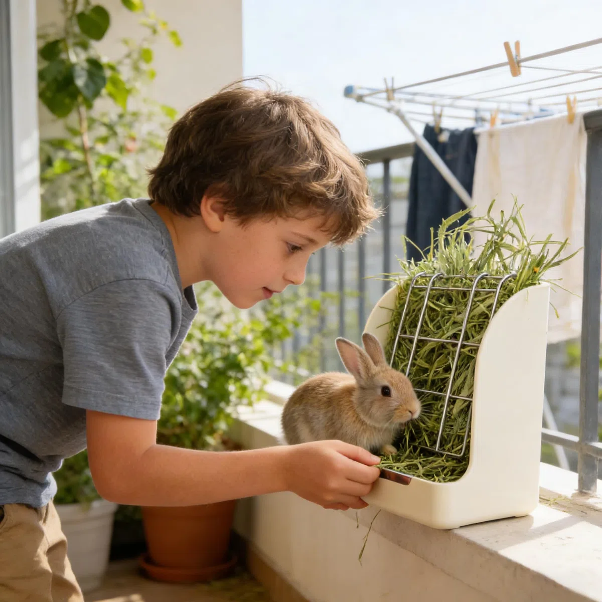 Fieno Alimentatore - Mangiatoia mangime per fieno per piccoli animali, coniglio, porcellino d'india, furetto, Fisso Multiuso,plastica dura e di alta qualità e metallo, atossico (bianco)