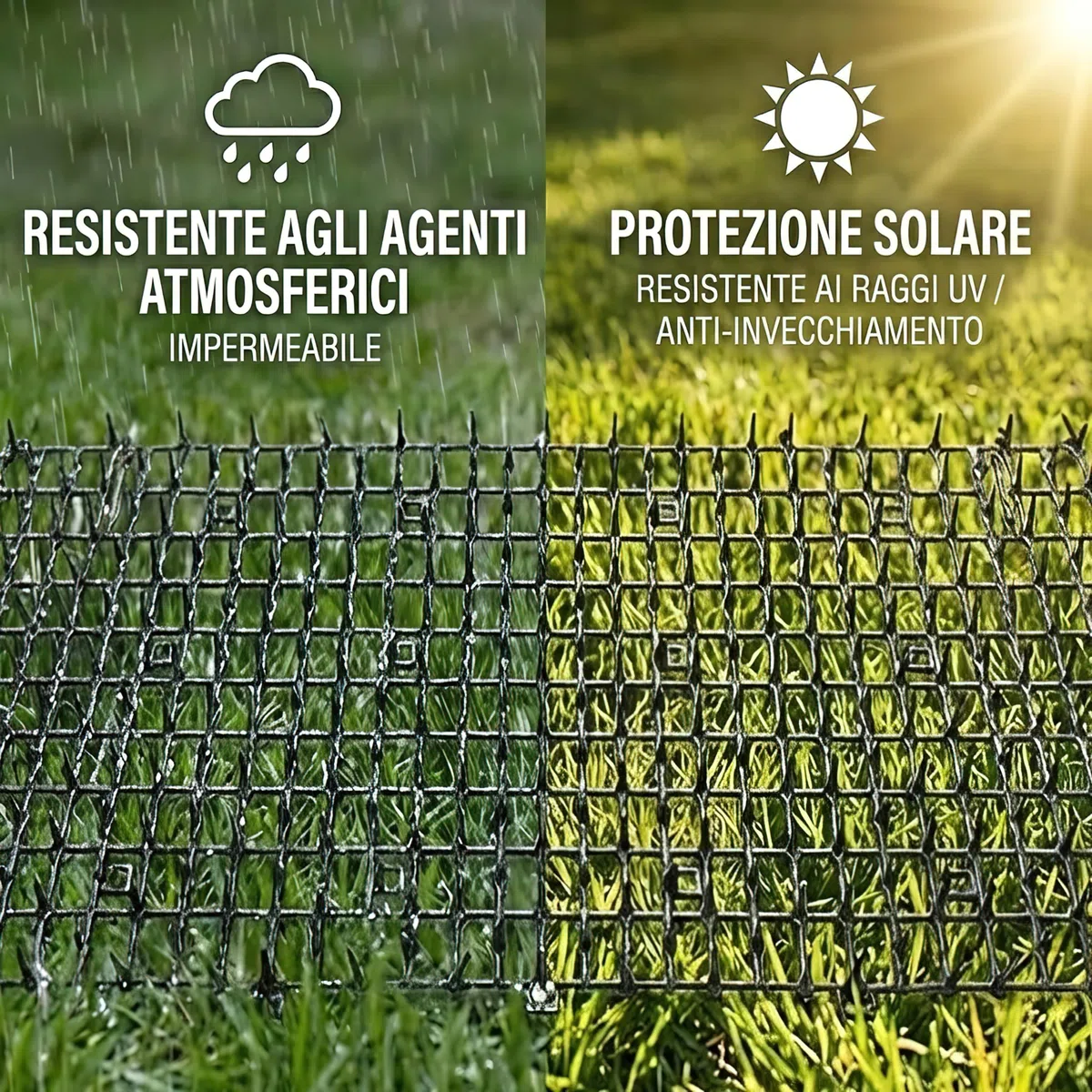 Tappetino repellente per animali domestici, bianco, 2 m, con 8 picchetti a terra, 8 fascette con zip, tappetino repellente per gatti con punte delicate per giardino/cortile, tappetino