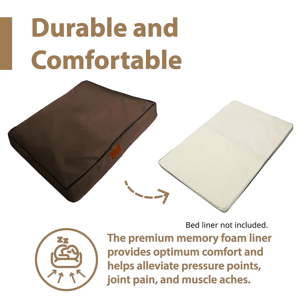 Ellie-Bo XL Mem. Dog Bed Cover - Marrone Impermeabile