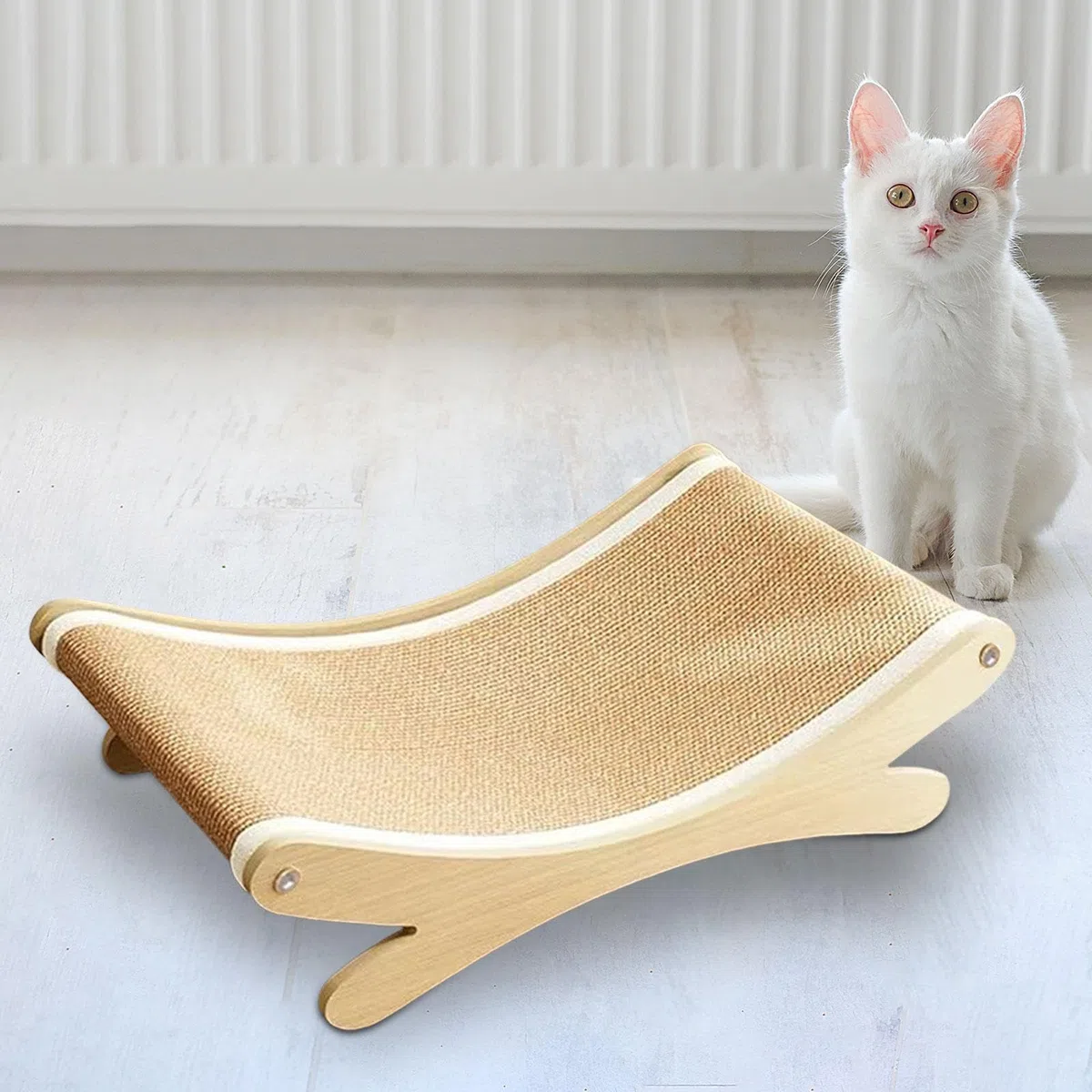 F Fityle Tiragraffi per Gatti in Sisal con Struttura in Legno, Cuccia e Lettino
