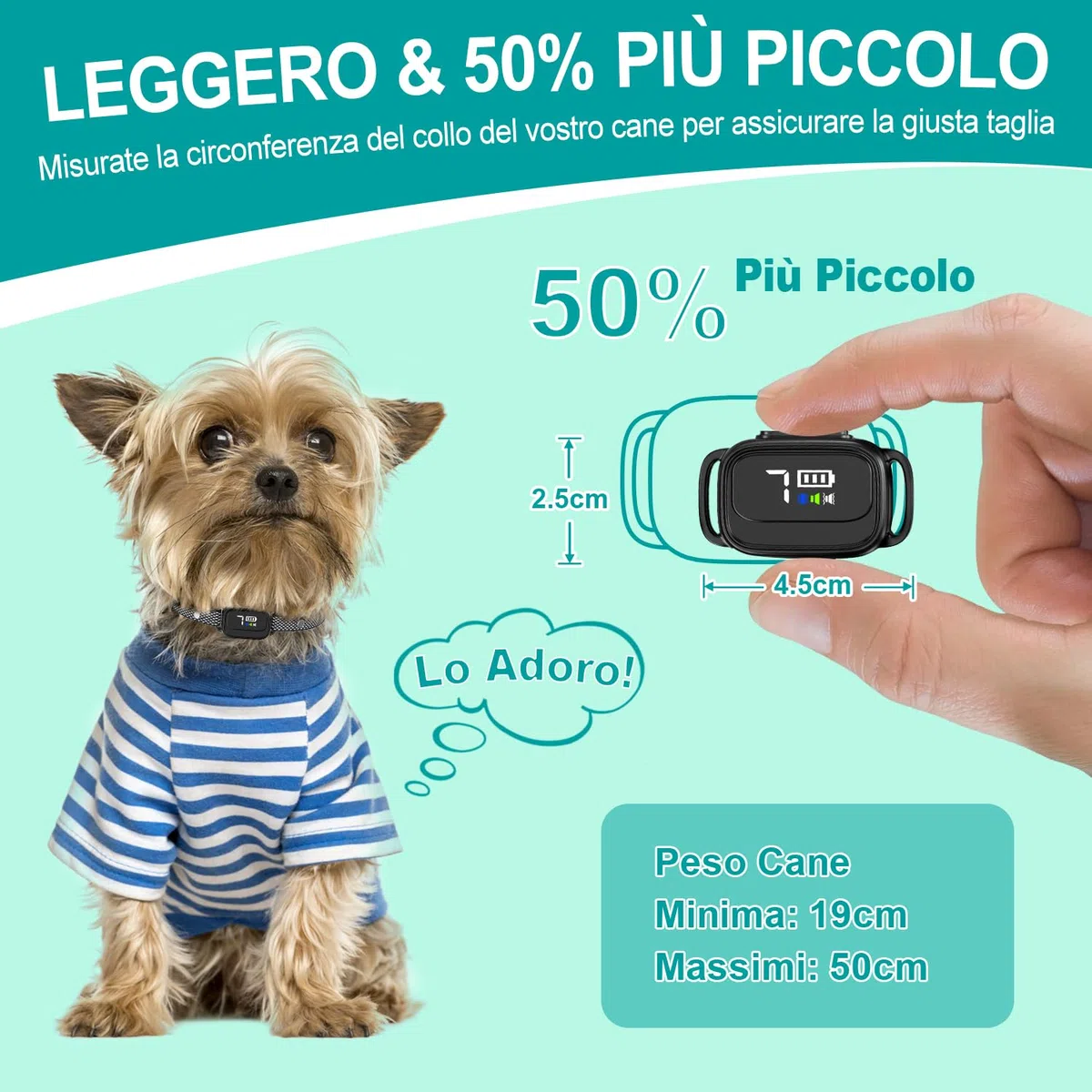 Collare Antiabbaio per Cani Piccoli, Ricaricabile e Sicuro con 7 Sensibilità, 3 Modalità Regolabili Beep e Vibrazione, Impermeabile IP67, Nero