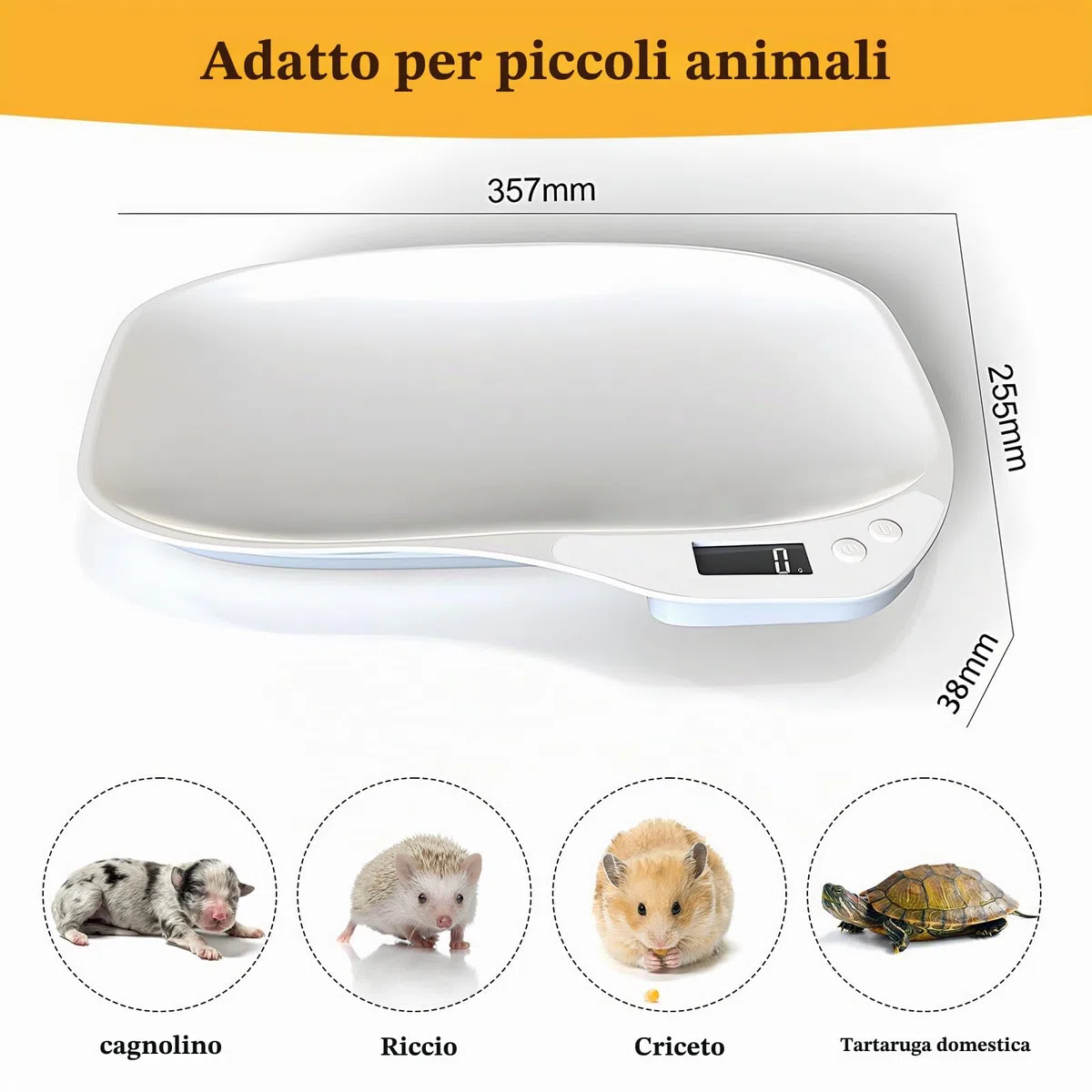 Bilancia per animali di piccola taglia, 15 kg (± 1 gram), bilancia digitale per gatti LCD con 4 modalità di pesatura (kg/oz/lb/ml), piccola bilancia digitale per animali domestici, cucina (36 x 26 cm