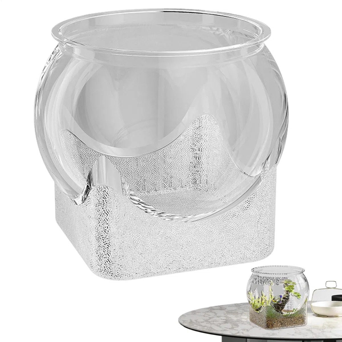 Vaso per pesci, ciotola per pesci rotonda | Acquario trasparente Betta Fish Tank - Piccoli acquari, centrotavola vaso di fiori, acquario da tavolo per tartarughe Betta
