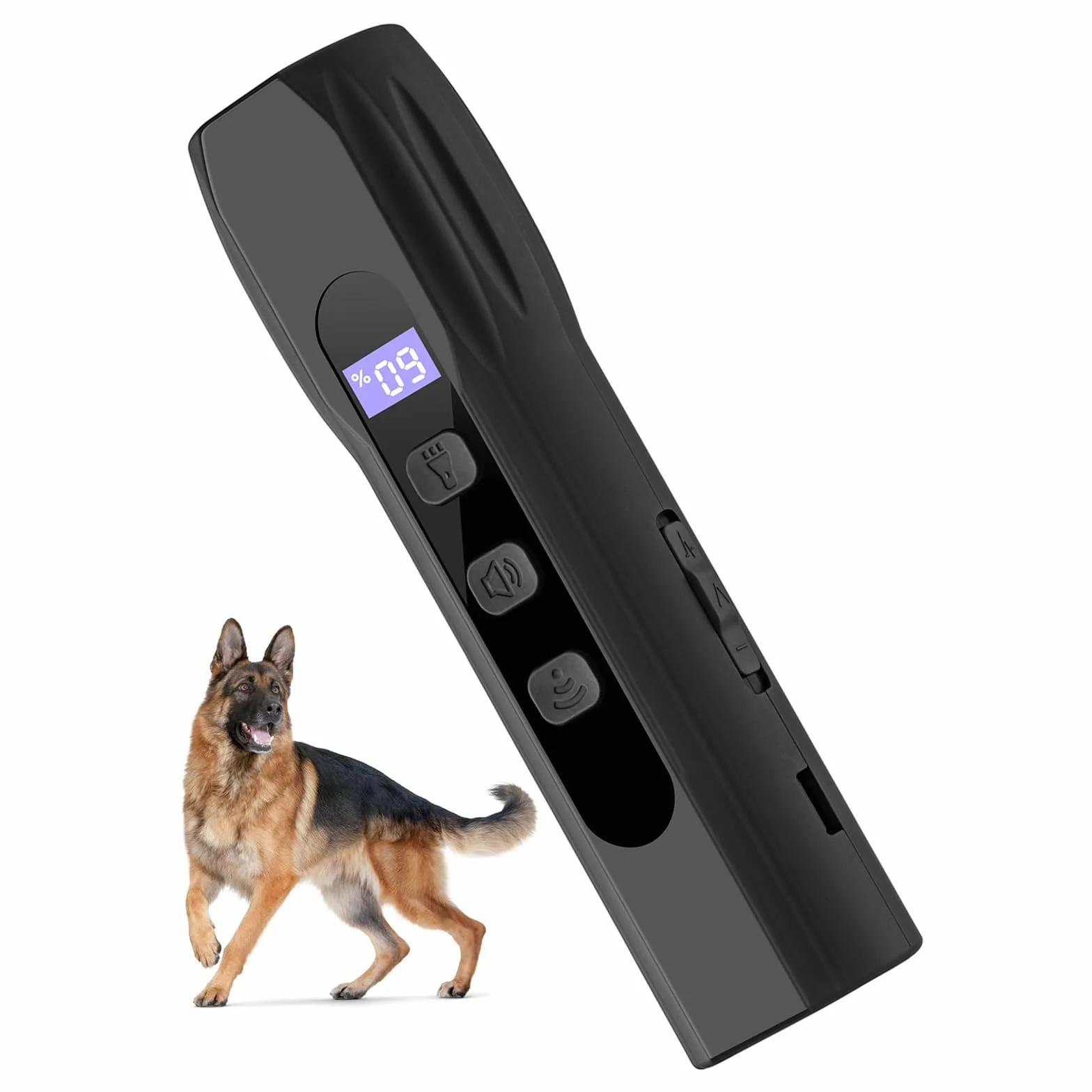 dispositivo a ultrasuoni per cani con luce LED, dispositivo anti-abbaio manuale, addestramento comportamentale a 3 frequenze, segnale acustico lungo e duraturo, pulsante per cani, uso interno