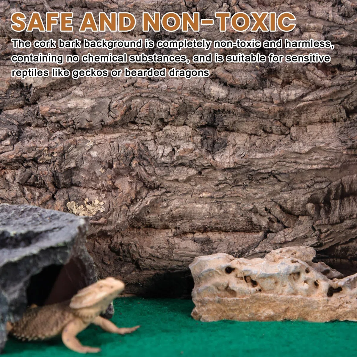 Sfondo di corteccia di sughero per Terrario: 2 pezzi di corteccia dall'aspetto naturale, corteccia di sughero per Terrario, aspetto corteccia di albero naturale, sughero nero 100% naturale