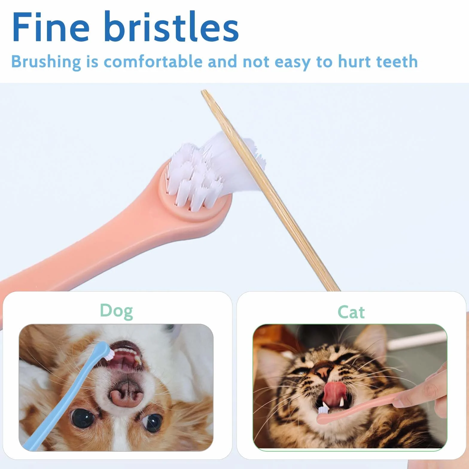 Confezione da 2 spazzolini da denti per gatti, spazzolino da denti per animali domestici, mini testina morbida per cani, kit per pulizia profonda per cuccioli, gattini, cani