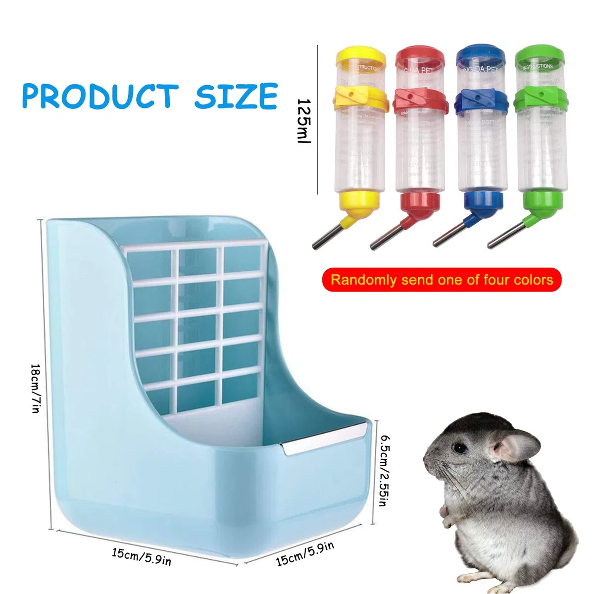 NO Heiqlay 1 Mangiatoia Porta Fieno per Conigli e 1 Borraccia, 2 in 1, in plastica, per Animali- Cavia, Coniglietti, porcellini d'India