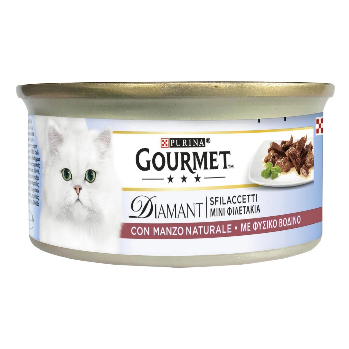 GOURMET Diamant Cibo Umido per Gatti Adulti Sfilaccetti con Manzo 24 Lattine da 85g