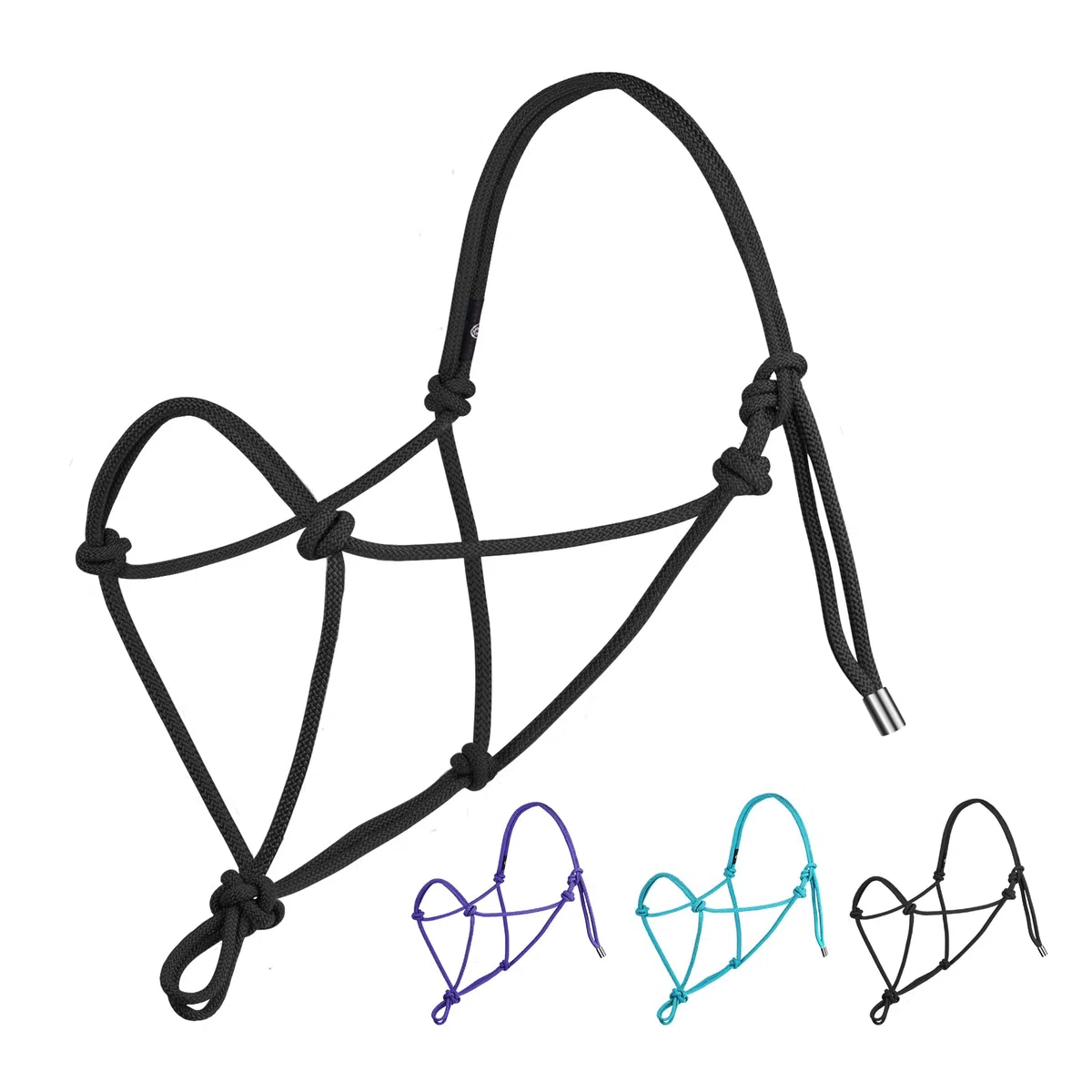 Harrison Howard Cavezza in corda per cavalli, super robusta, con 2 nodi, corda rigida da 1/4", colore nero