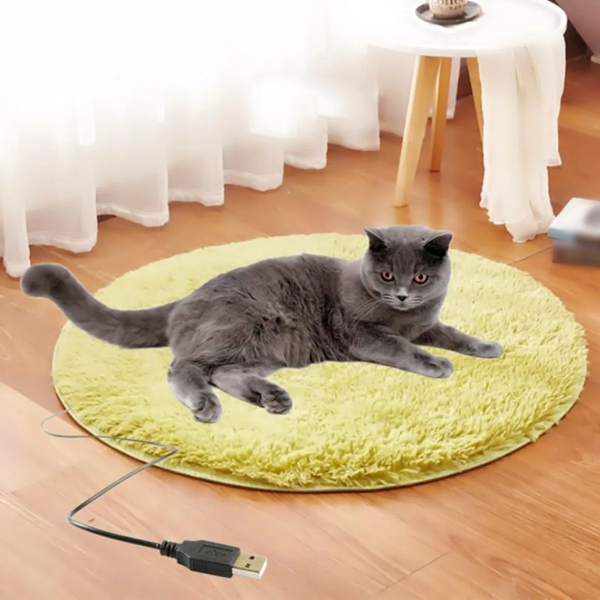 Tappetino termico per animali domestici, riscaldato tramite USB, in peluche, coperta elettrica per cani e gatti, temperatura costante, termostato, tappetino riscaldante elettrico (verde)