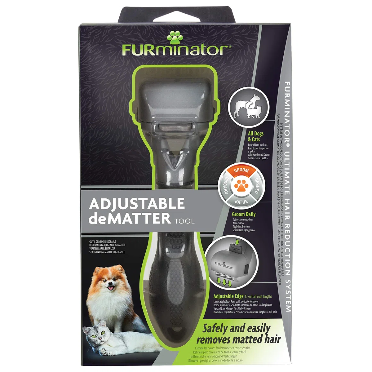 FURminator Districante regolabile per Cani e Gatti - Pettina in modo sicuro e rimuove delicatamente i nodi dal pelo