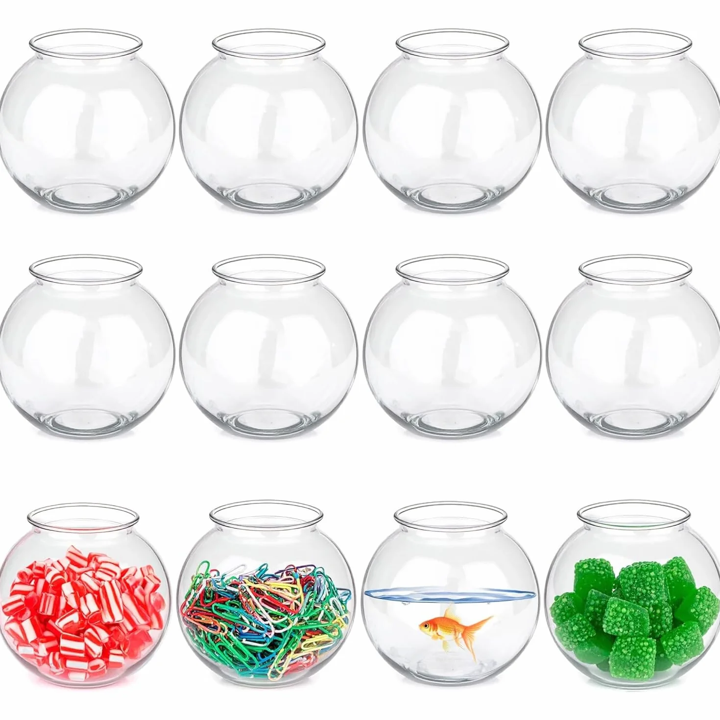 JoyServe Ciotola di plastica per pesci da 16 oz (confezione da 12) Ciotole di plastica resistente da 10,2 cm, per caramelle, giochi di carnevale, premi, centrotavola e decorazioni per feste, senza BPA