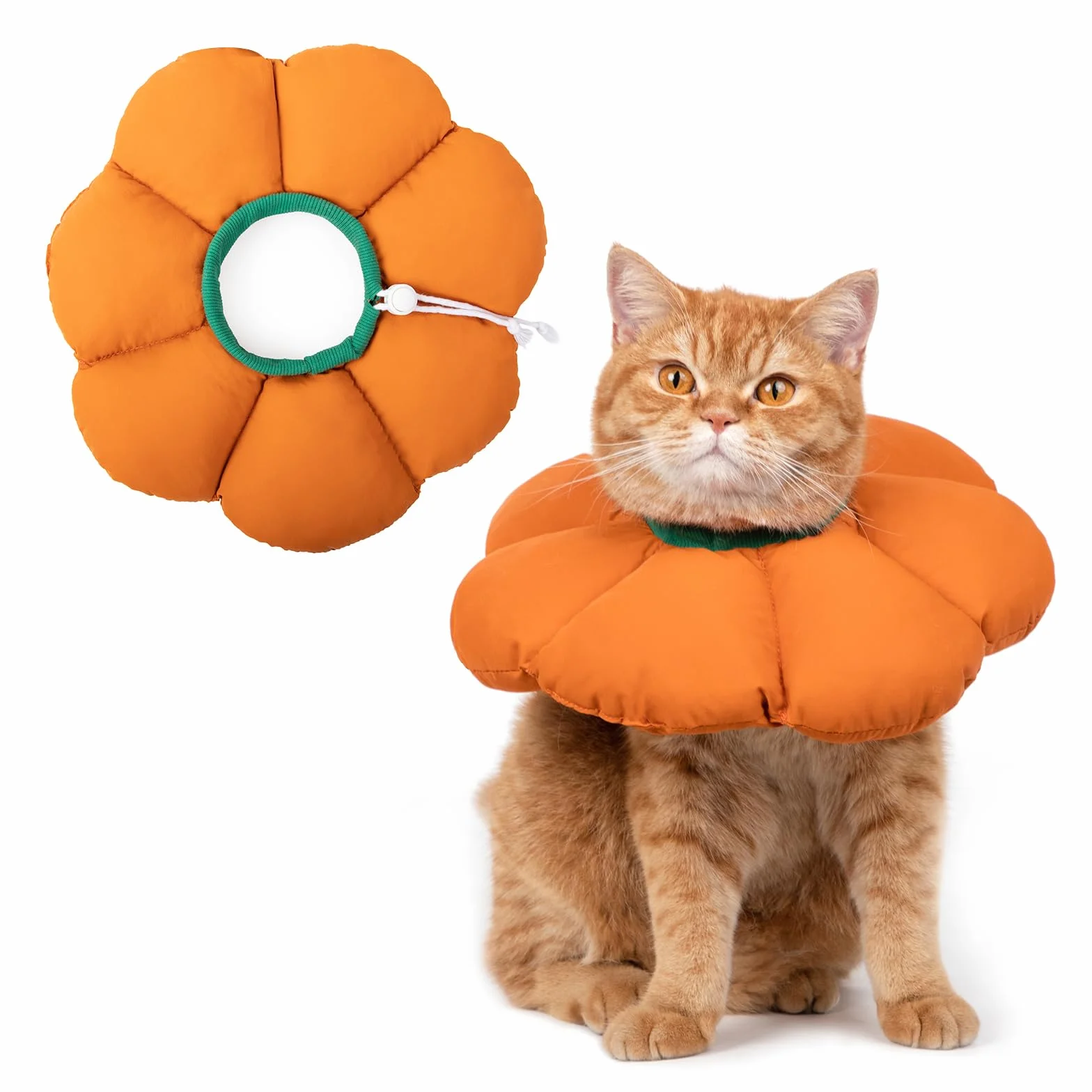 Collare Elisabettiano GattoCollare,Morbido per Gatti,Collare Recupero Regolabile Impermeabile, Stile Fiore Tutte le Stagioni (arancione L)