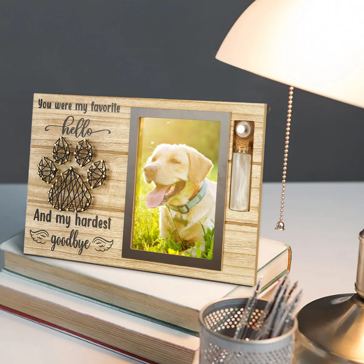 Cornice commemorativa per animali domestici, ornamenti, articoli di lutto, sepolture per cani, gatti, foto ricordo in legno (A)