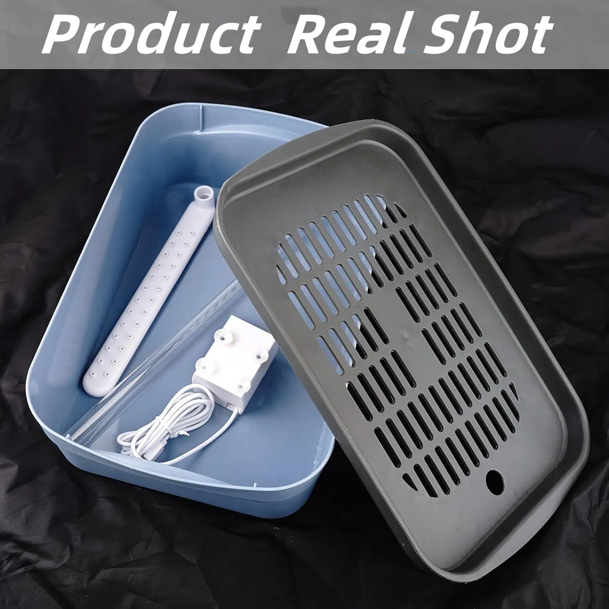 Vasca da Bagno per Uccelli, Vasca Automatica con Doccia, Automatico Uccello Vasca da Bagno,Pompa dell'Acqua USB,Vasca per Uccelli, 2 Pietre Molar-Grigio