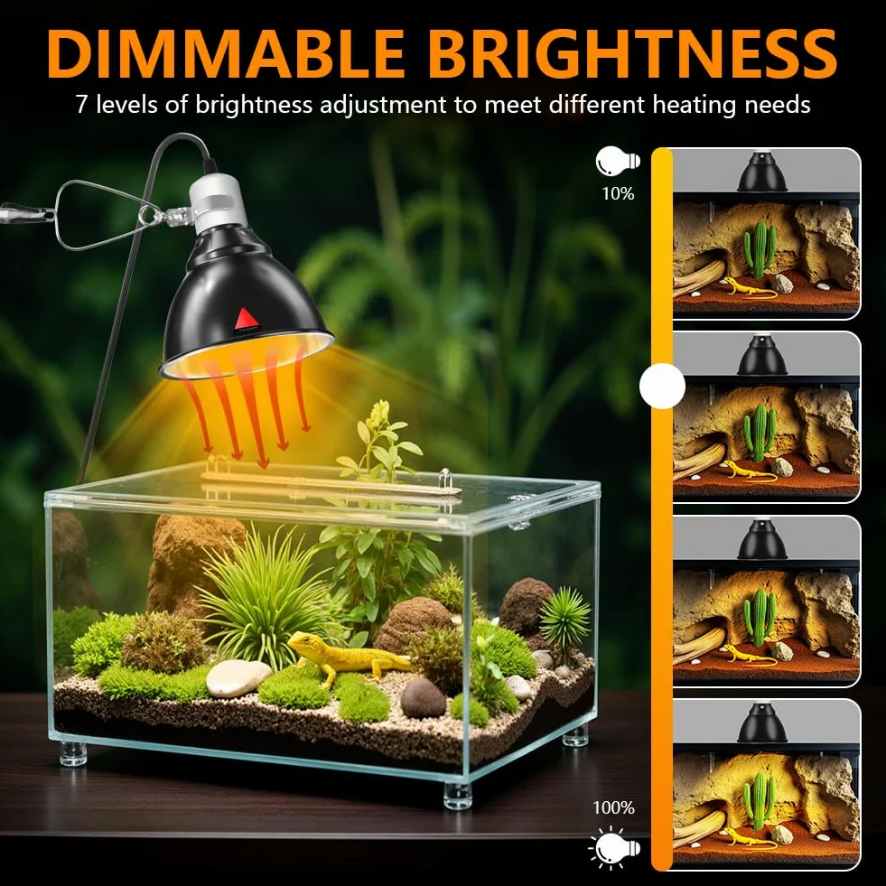 HOTUT Lampada Riscaldante Tartarughe Rettile, Lampada Riscaldante UVA UVB, Kit Illuminazione Tartaruga Acquario con Timer, Temperatura Regolabile, per Tartaruga Serpente Lucertola Cacatua Camaleonte