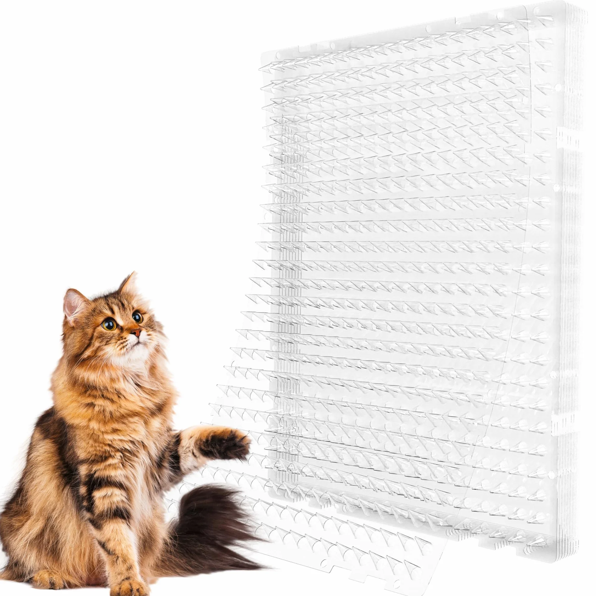 Confezione da 10 tappetini trasparenti per gatti con punte, per interni ed esterni, 40 x 33 cm, con 50 adesivi
