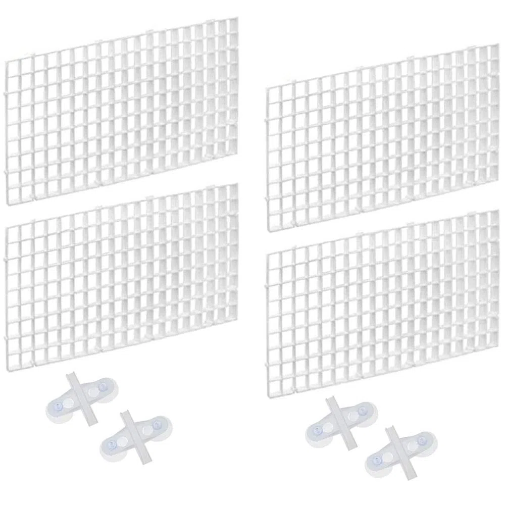 4 Pezzi Fishtank Divisori,Vassoio Acquario Cassa,Acquario con Griglia di Isolamento,con 4 Clip,per Acquari isolare Board Grid Vassoio Egg Crate Filtro Inferiore (Bianca)