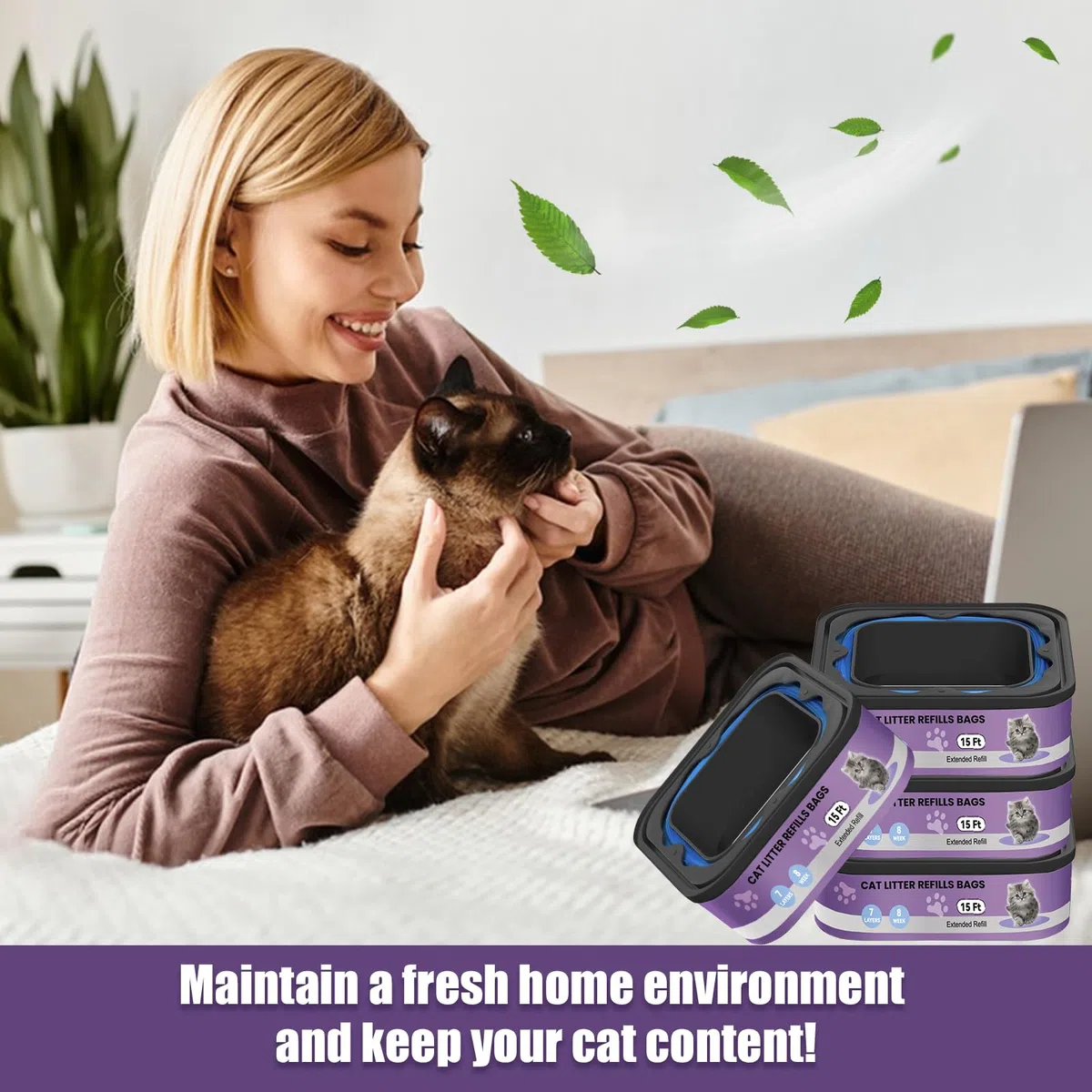 compatibili con i modelli Litter Genie Standard,Plus,XL e Style Box Refills,Controllo dell'odore super potente，Ricarica per Gatti，4,5 m per confezione, 4 ricariche