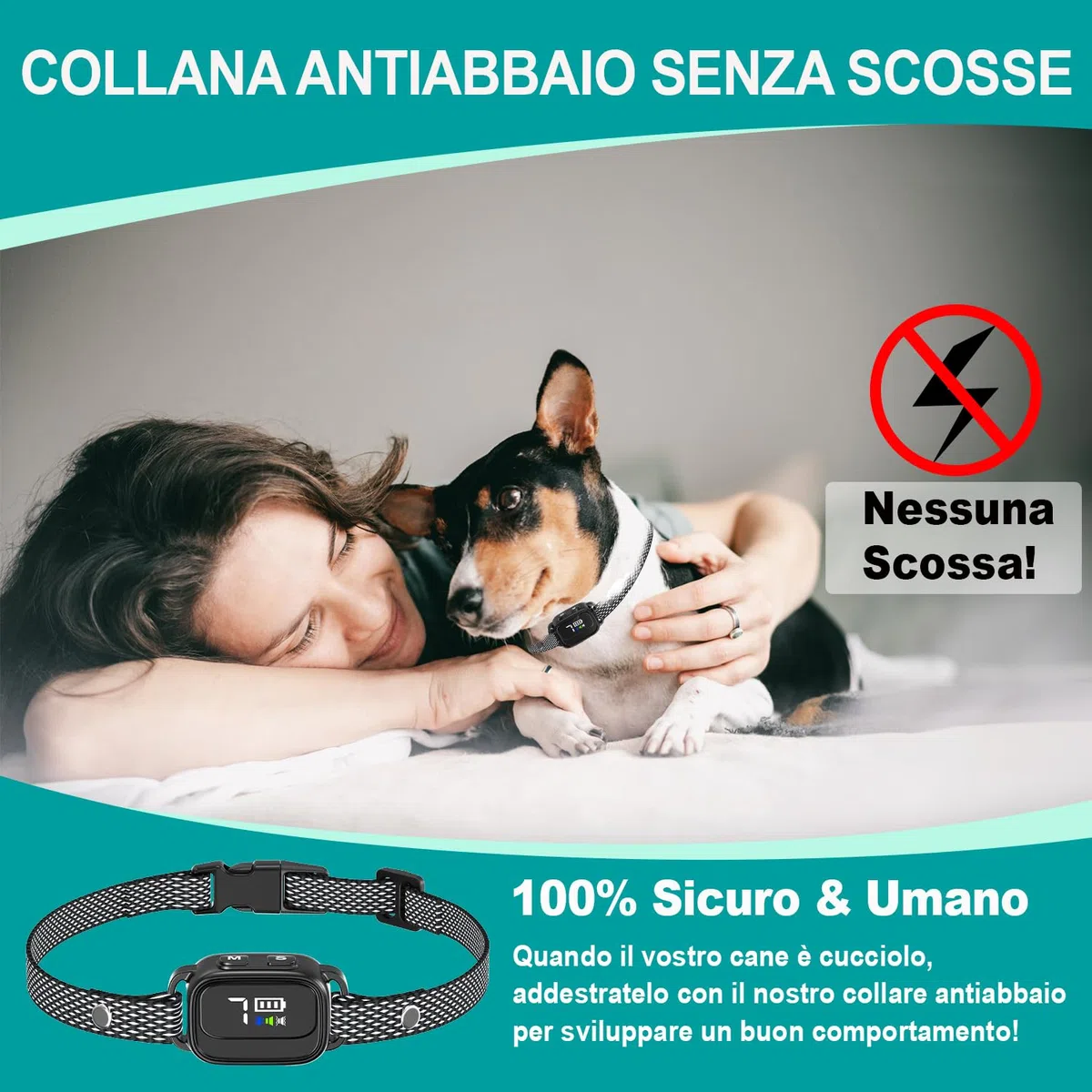 Collare Antiabbaio per Cani Piccoli, Ricaricabile e Sicuro con 7 Sensibilità, 3 Modalità Regolabili Beep e Vibrazione, Impermeabile IP67, Nero