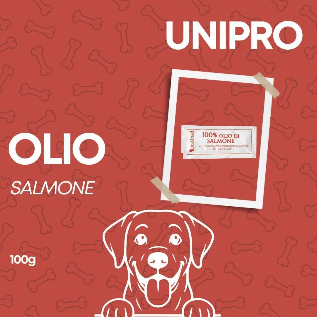 Olio Di Salmone Appetizzante per Cani e Gatti, alimento per cani e gatti adulti e cuccioli di tutte le razze con poco appetito | 10 bustine da 10ml l’una.