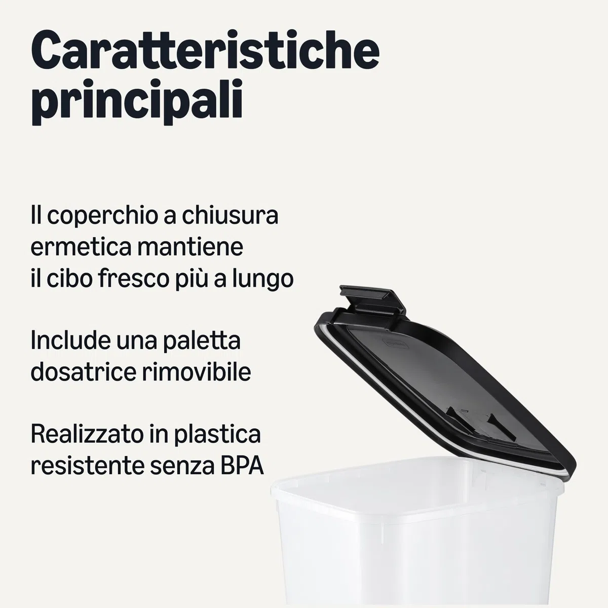 Amazon Basics, Contenitore per Cibo per Animali Domestici da, 15.8 kg,Trasparente e Nero