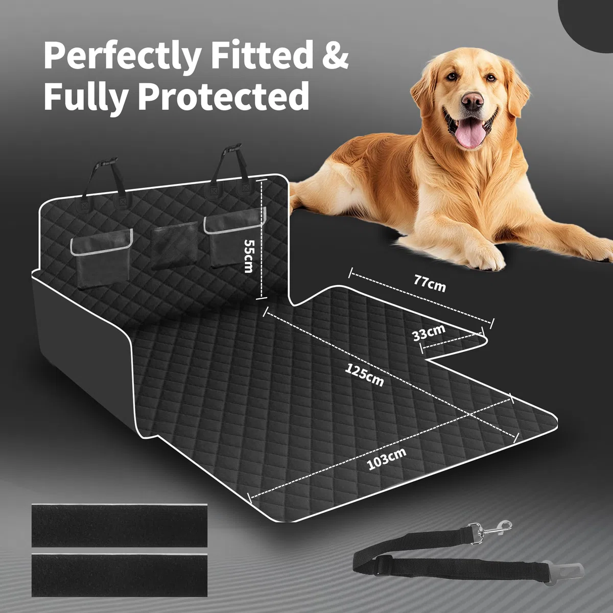 Telo Auto per Cani con Protezione Laterale e Paraurti-Impermeabile Antiscivolo e Resistente ai Graffi - Telo Bagagliaio Auto per Cani Universale,Coprisedile Auto per Cani,Facile da Pulire per Auto,SUV