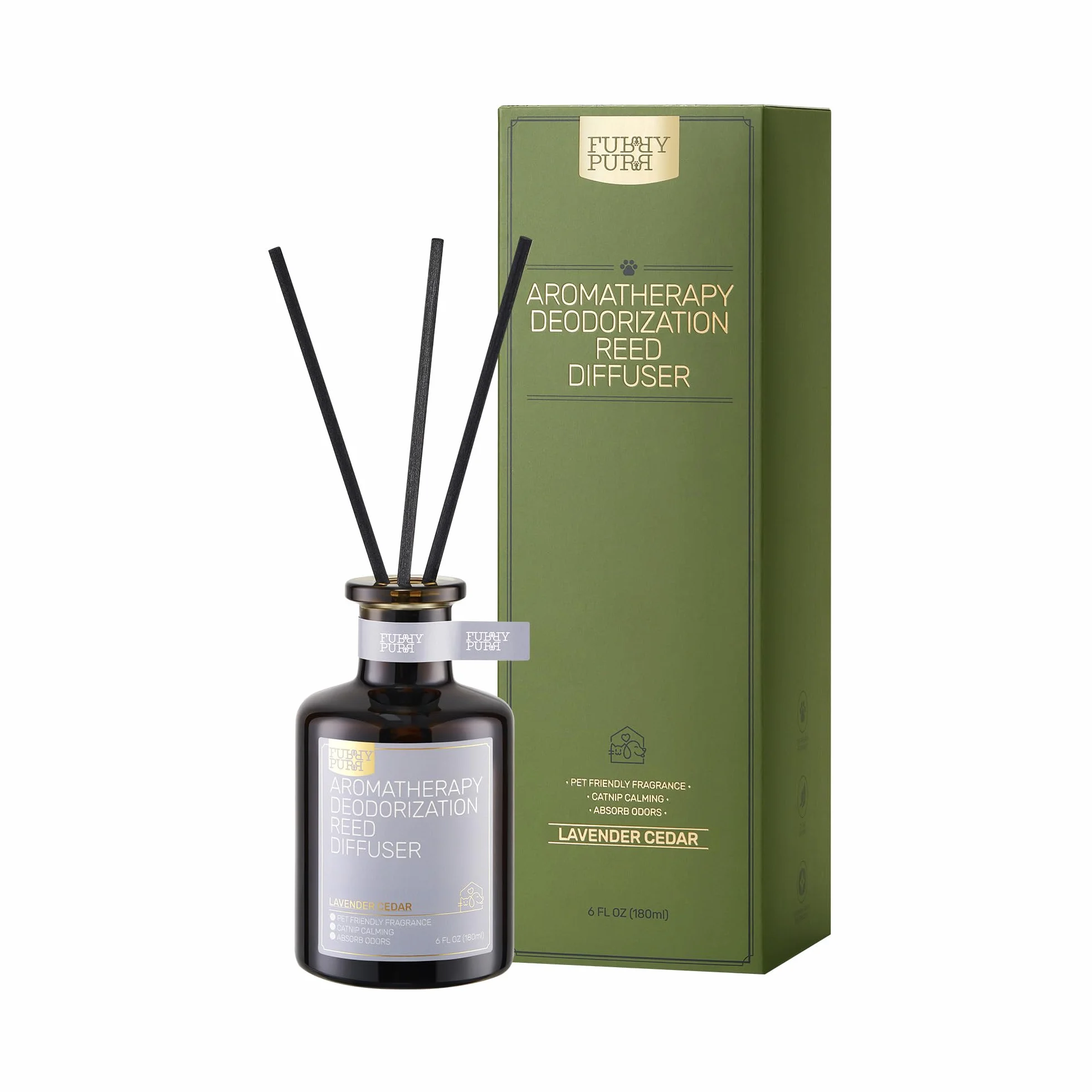 Diffusore a Canna per Eliminazione Degli Odori Degli Animali Domestici, Lavanda Cedro, 180ml, Non Tossico e Animali Domestici Deodorante d'aria
