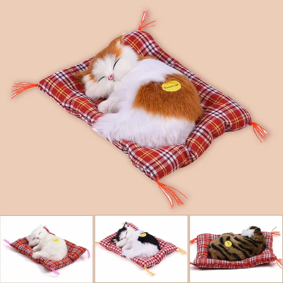 Simulazione Peluche Gatto Giocattolo, 4 Tipi Simulazione Peluche Gatto Peluche Giocattolo Sonoro Decorazione della Casa - per Bambini(Giallo + Bianco)