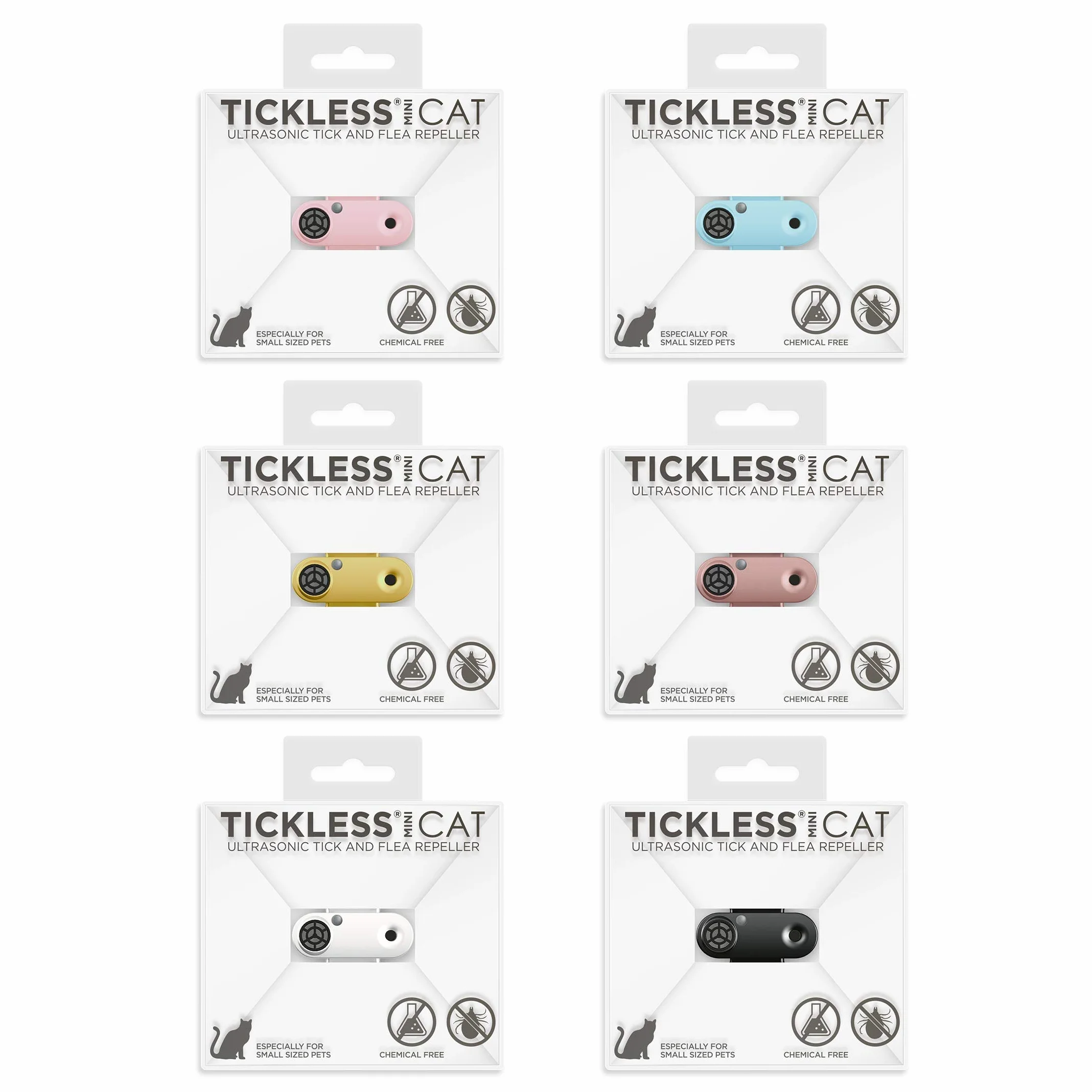 Tickless Mini Cat - Repellente ultrasonico Ricaricabile per allontanare zecche Ideale per Animali Domestici di Piccola Taglia - Bianca