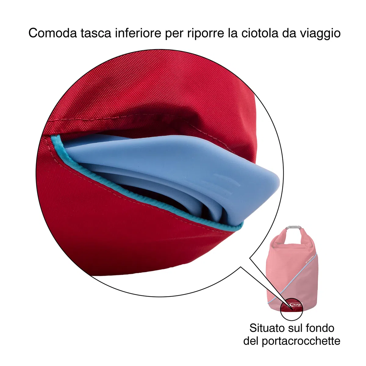 Kurgo Kibble Carrier - Contenitore Portatile per Cibo Secco per Cani - Ideale per Viaggi e Campeggio con Struttura Compatta e Capacità 2,3 kg - Rosso Chili