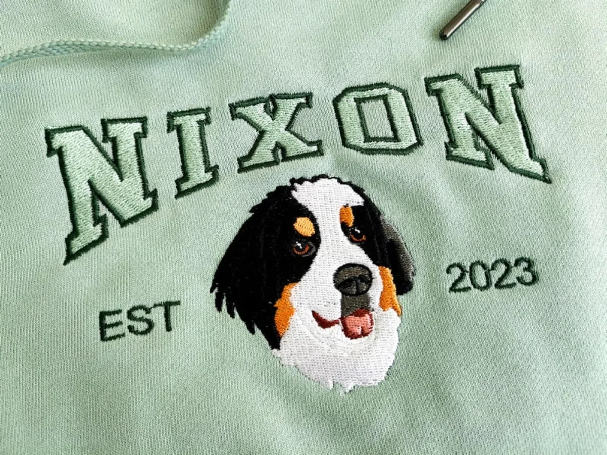 Felpa personalizzata cane con foto + nome ricamato cappuccio