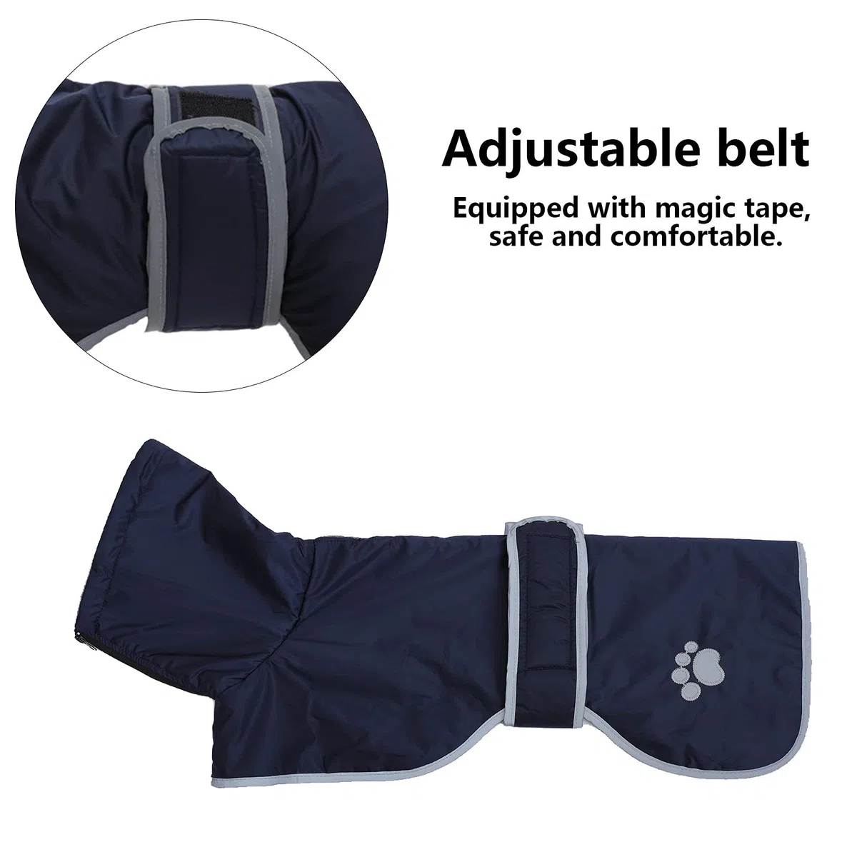 Geyecete Cappotto Cane Impermeabili per Levrieri, Pile Caldo Gacca per Whippet, Lurcher Pullover con Fasce Regolabili, Impermeabile per Sighthound di Media e Grande Taglia - Blu Navy - XXL