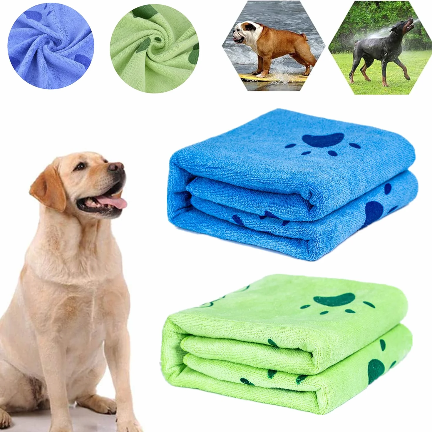 2 Pezzi Asciugamano per Cani in Microfibra Super Assorbent Coperta per Cani Lavabili 140cm x 70cm Asciugamani da Cane Accappatoio Rapido Veloce per Animale Domestici Cani Gatti