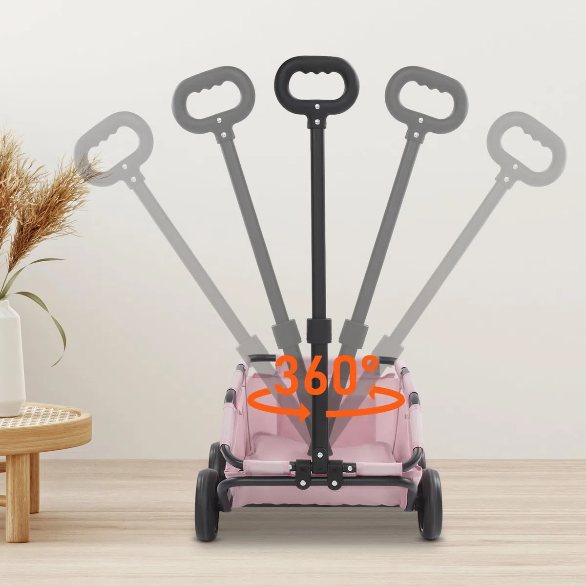 Mini carrello per cani per animali domestici, passeggino per cani pieghevole, carrello della spesa con manico estraibile per esterni, per cani e gatti fino a 10 kg (rosa)
